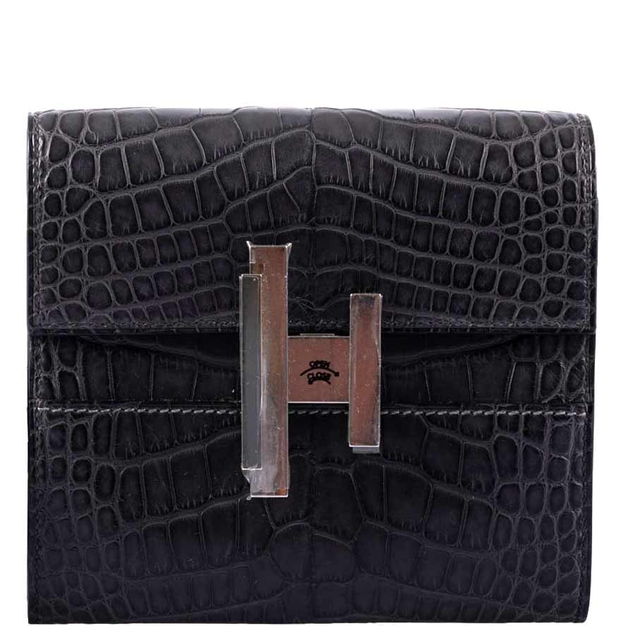 Hermes Hermès Cinhetic Wallet Matte Graphite Alligator Palladium Hardware