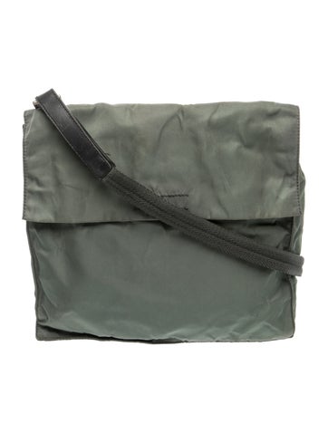 Enameled Metal Triangle Nylon Messenger Bag Vintage