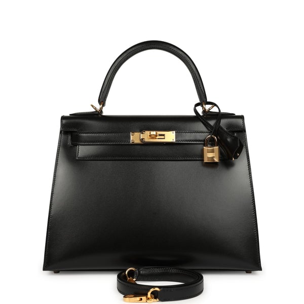 Hermes Hermes Kelly Sellier 28 Black Box Gold Hardware