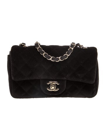 Velvet Quilted Rectangular Flap Bag