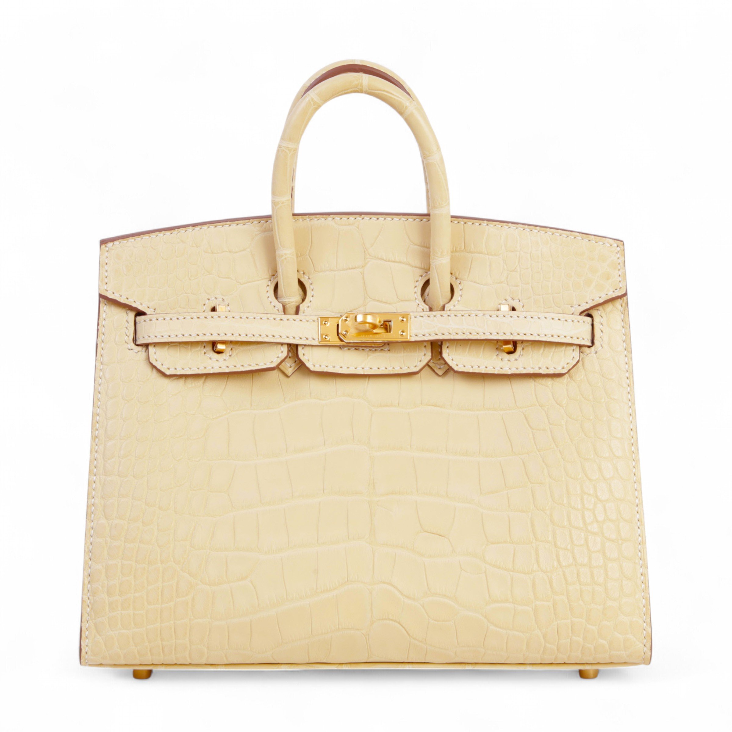 Hermes Brand New ( Rank N ) HERMÈS Birkin 20 Vanille (Y1) Matte Alligator Gold hardware W (2024)