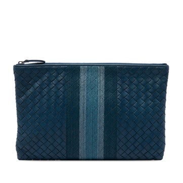 Leather Nappa Intrecciato Line Stitch Clutch