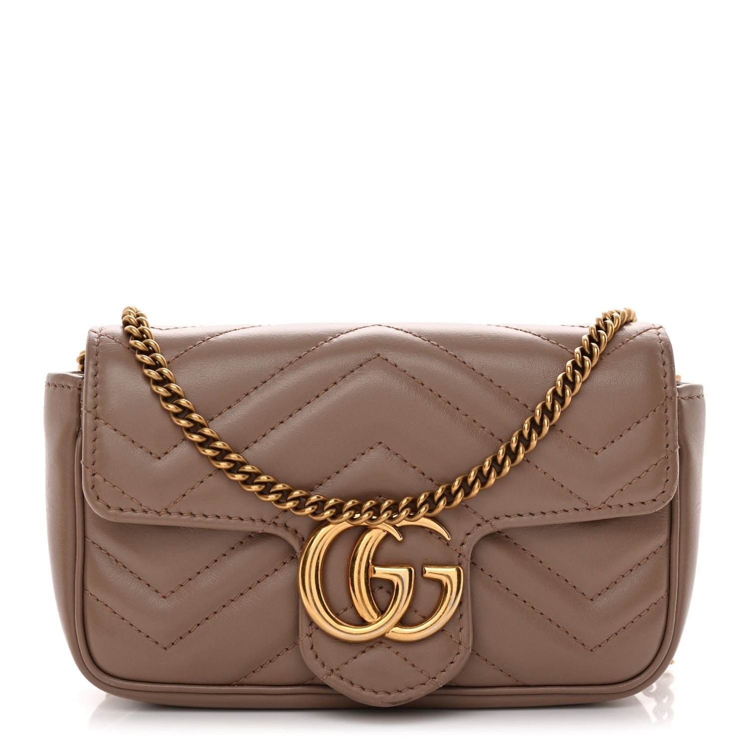 Gucci Calfskin Matelasse Super Mini GG Marmont Shoulder Bag Porcelain Rose