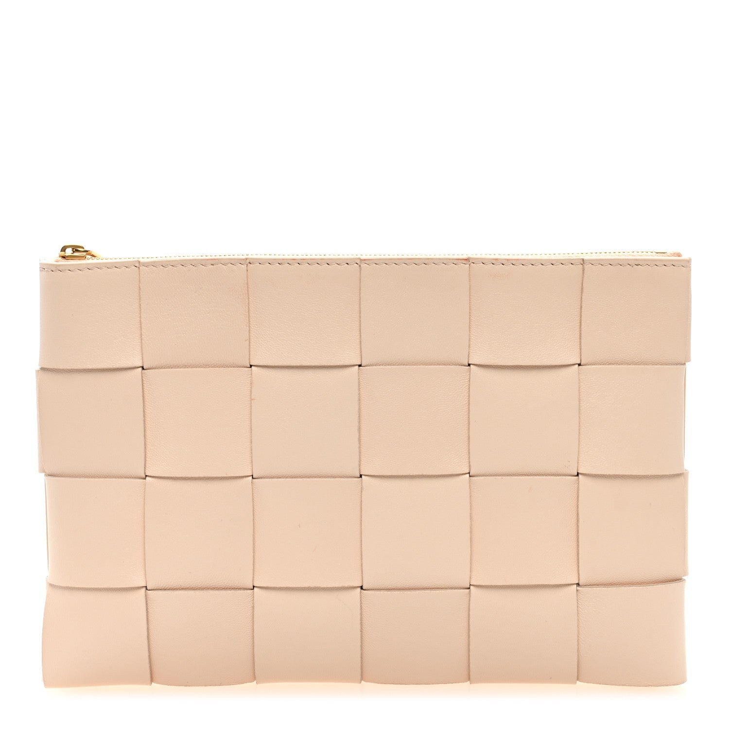 Bottega Veneta Nappa Maxi Intrecciato Small Cassette Flat Zip Pouch Melon Washed