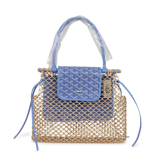 Goyard Goyardine Canvas Iris Aligre Bag Raffia Net Palladium Hardware