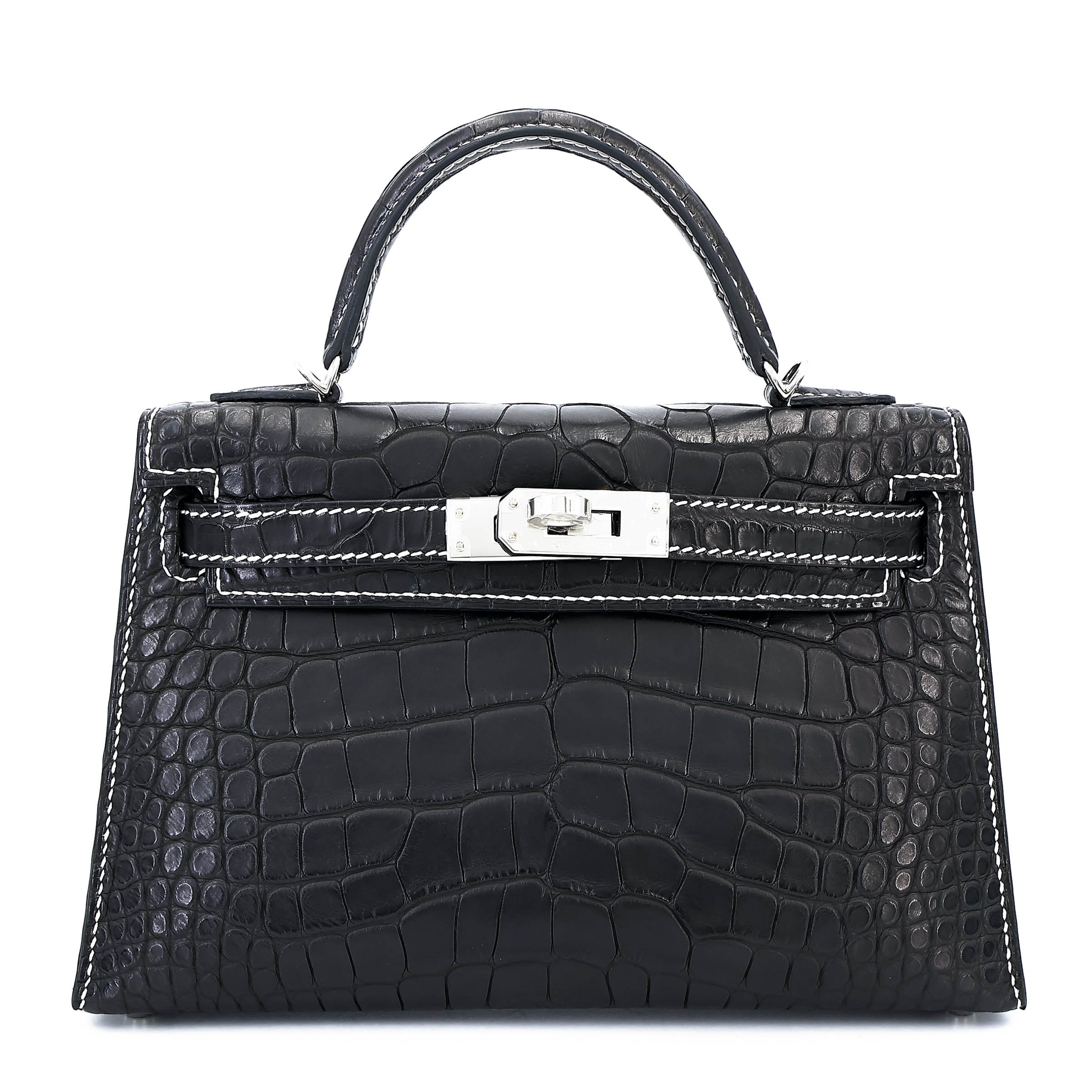 Brand New ( Rank N ) HERMÈS Special Order Mini Kelly II HSS Noir (89) Nata (I2) Matte Alligator Palladium hardware K (2025)