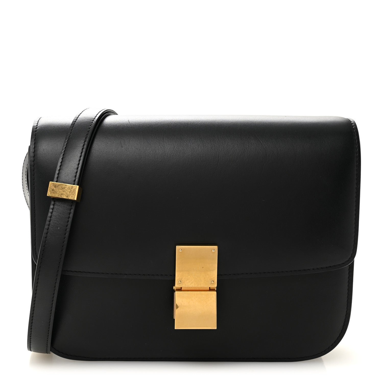 Celine Box Calfskin Medium Classic Box Flap Bag Black
