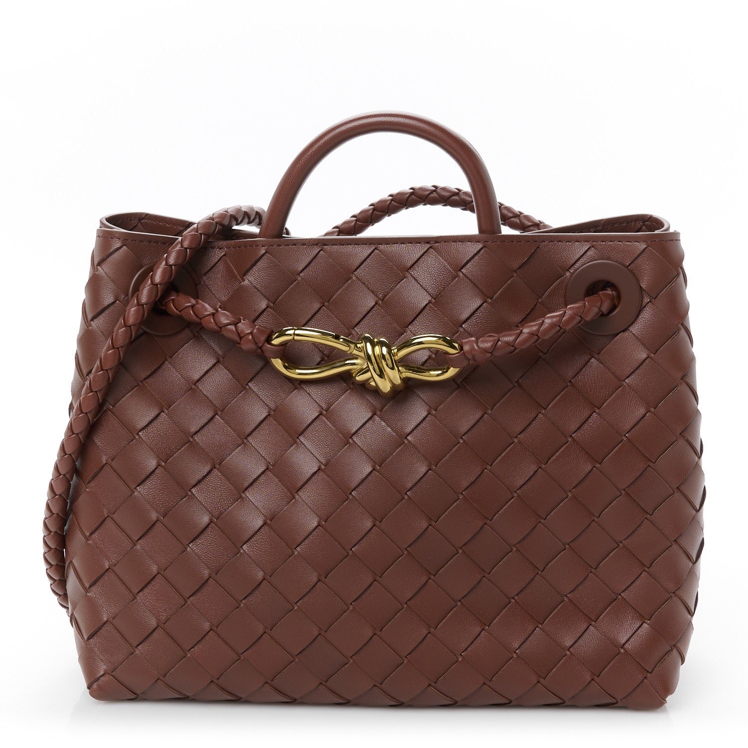 Bottega Veneta Nappa Intrecciato Small Andiamo Shoulder Bag Sapele