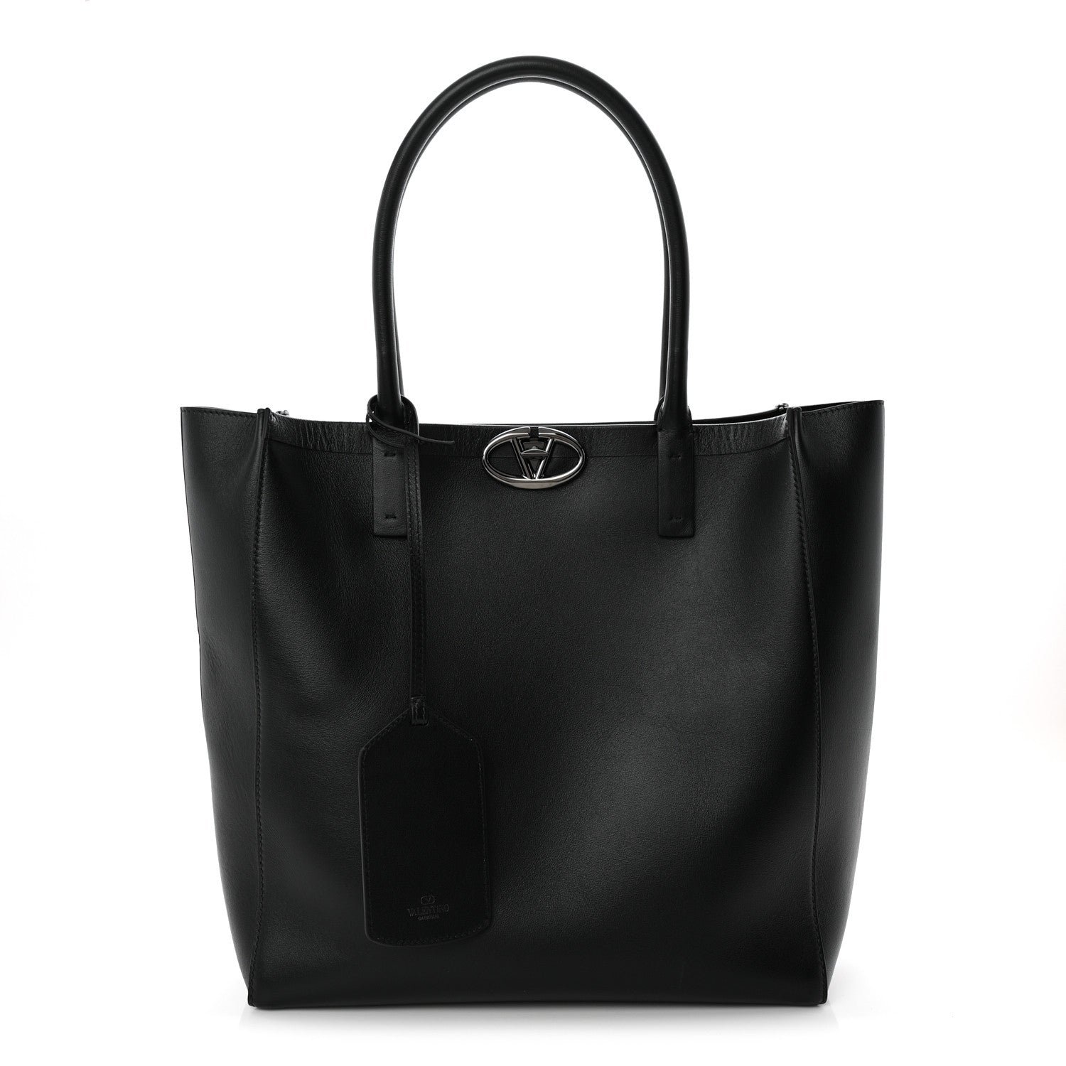 Valentino Garavani Calfskin Vlogo Medium Locker Tote Black