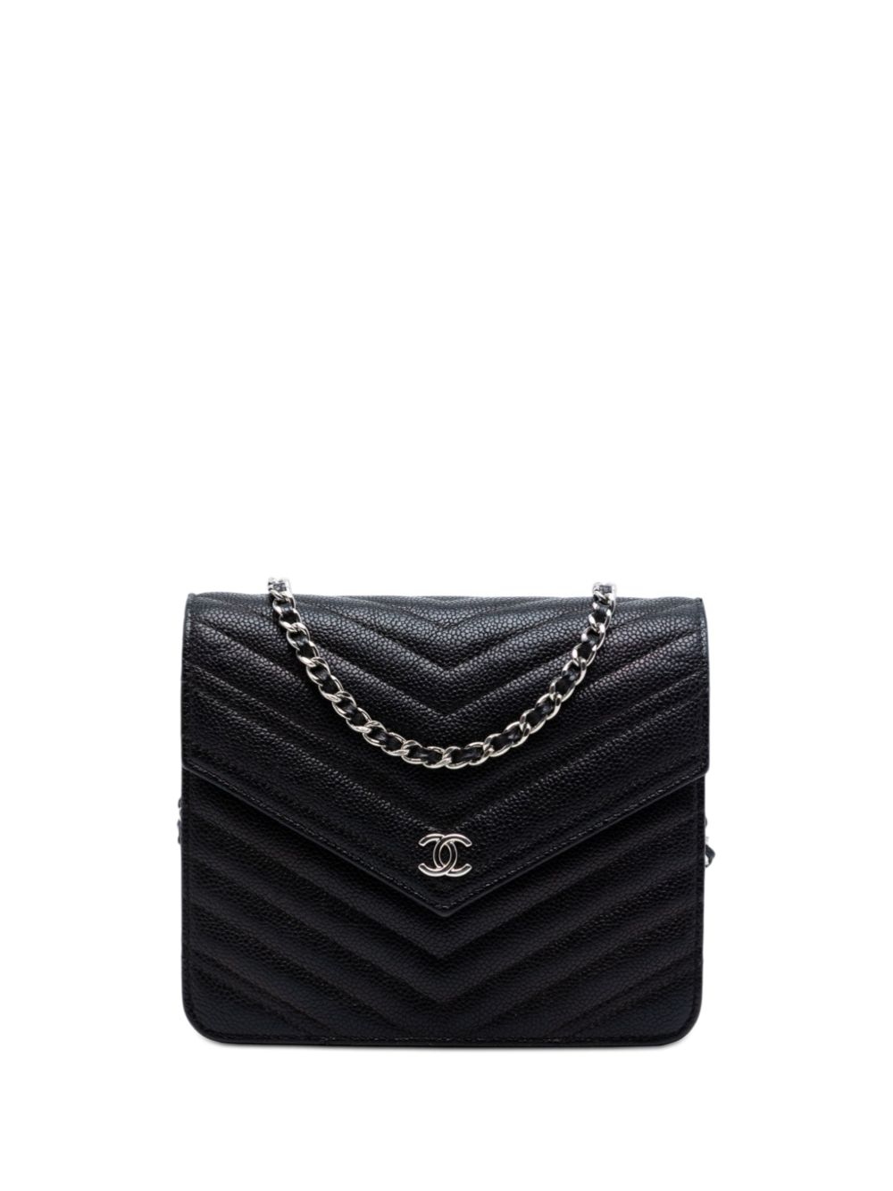 2017-2018 CC Chevron Caviar Square Wallet On Chain crossbody bag