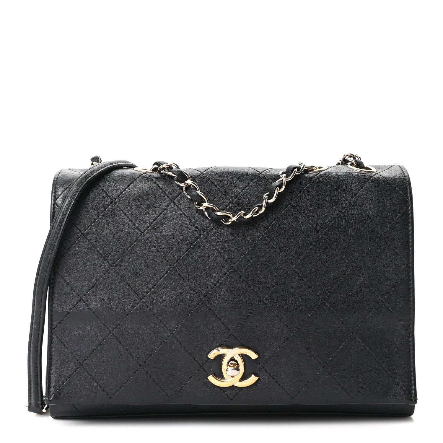 Chanel Calfskin Stitched Large Flap Black