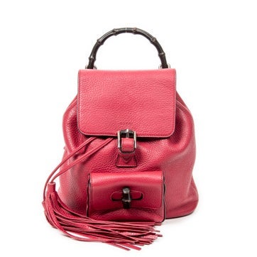 Leather Small Bamboo Tassel Backpack