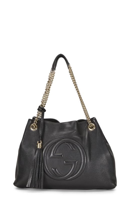 Black Leather Soho Chain Tote