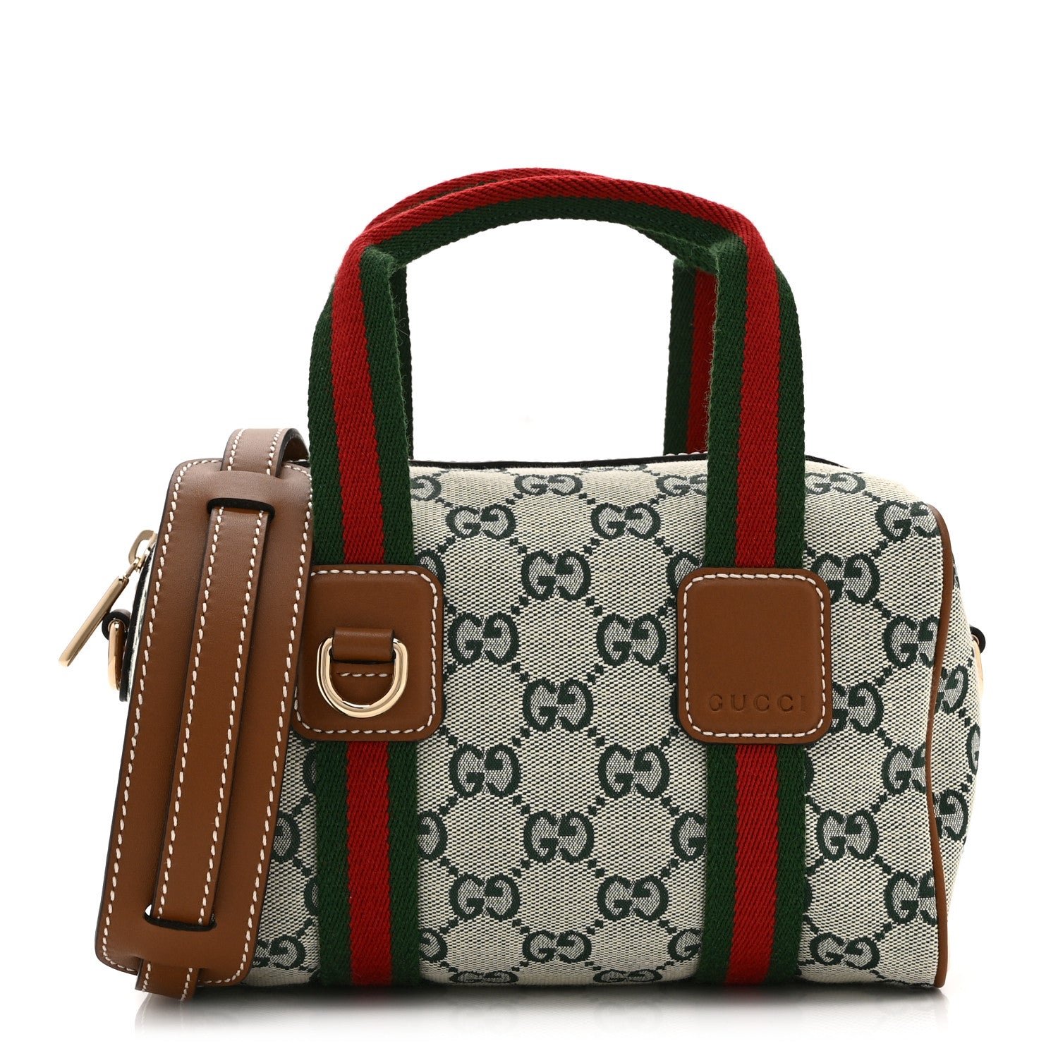 Gucci GG Supreme Web Mini GG Top Handle Bag Green Beige