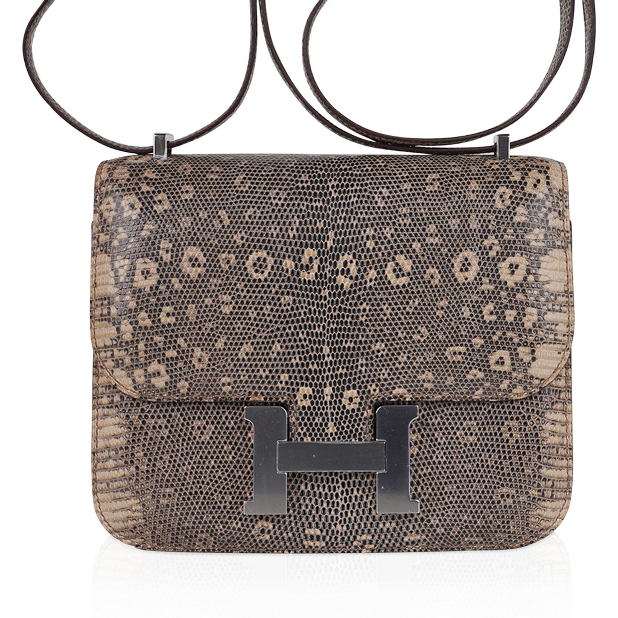 Hermes Hermes Limited Edition Mini Constance 18  Desert Lizard Palladium Hardware