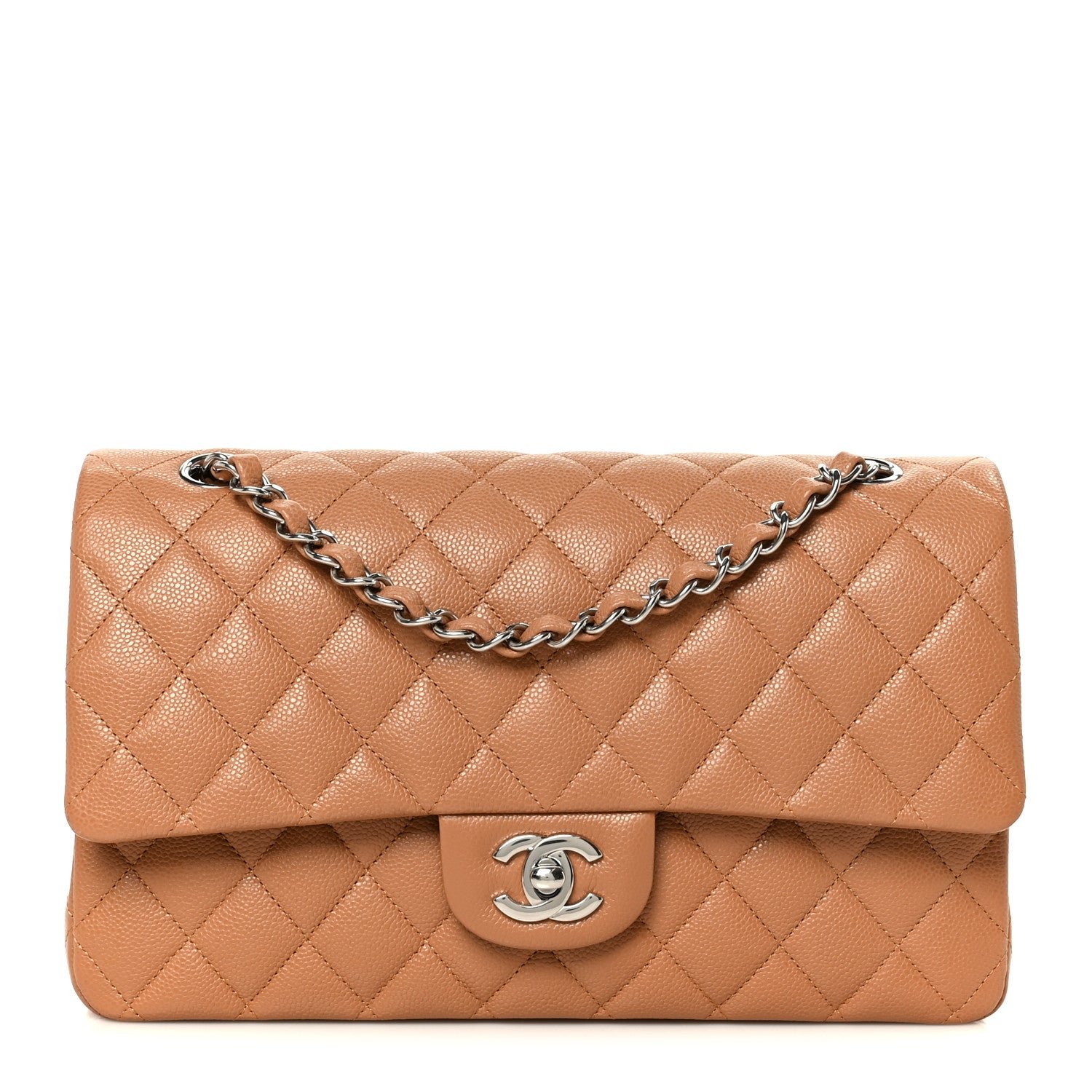 Chanel Caviar Quilted Medium Double Flap Light Brown