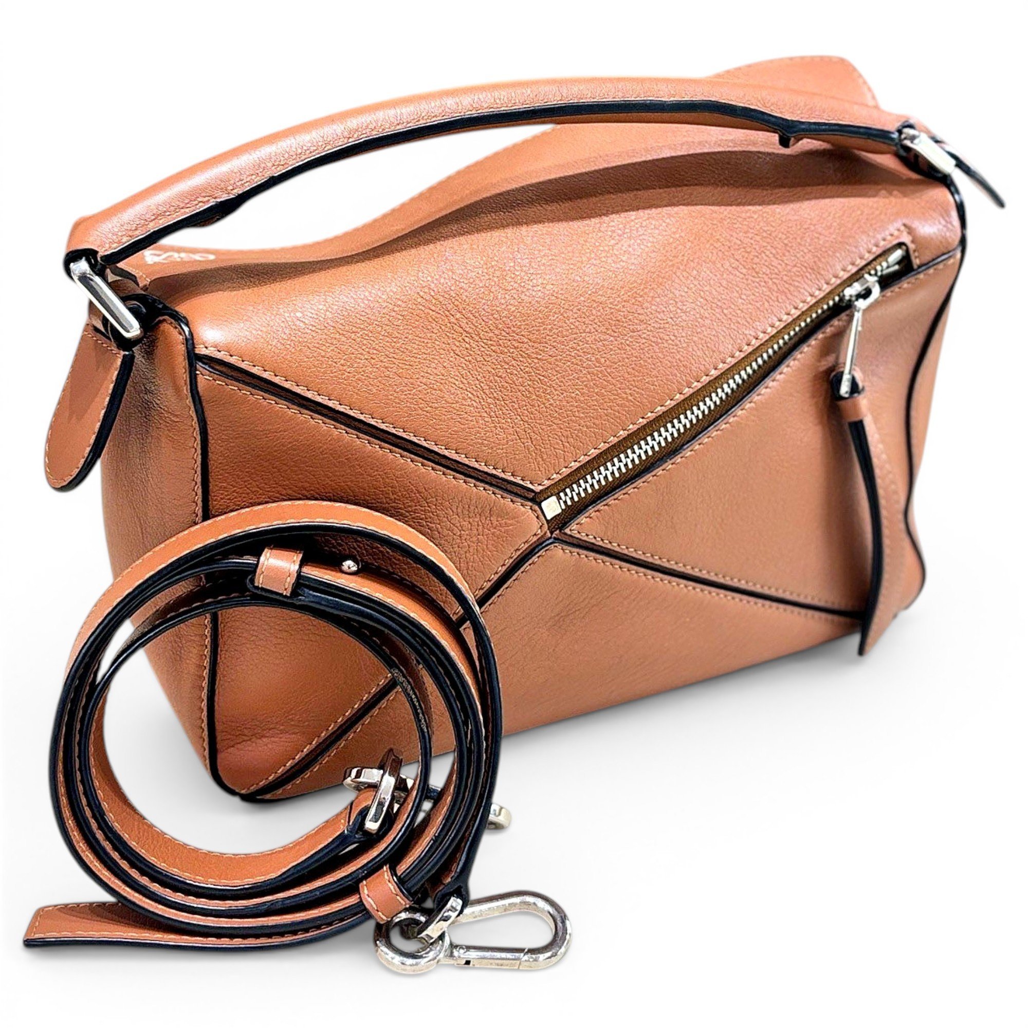 Puzzle leather handbag