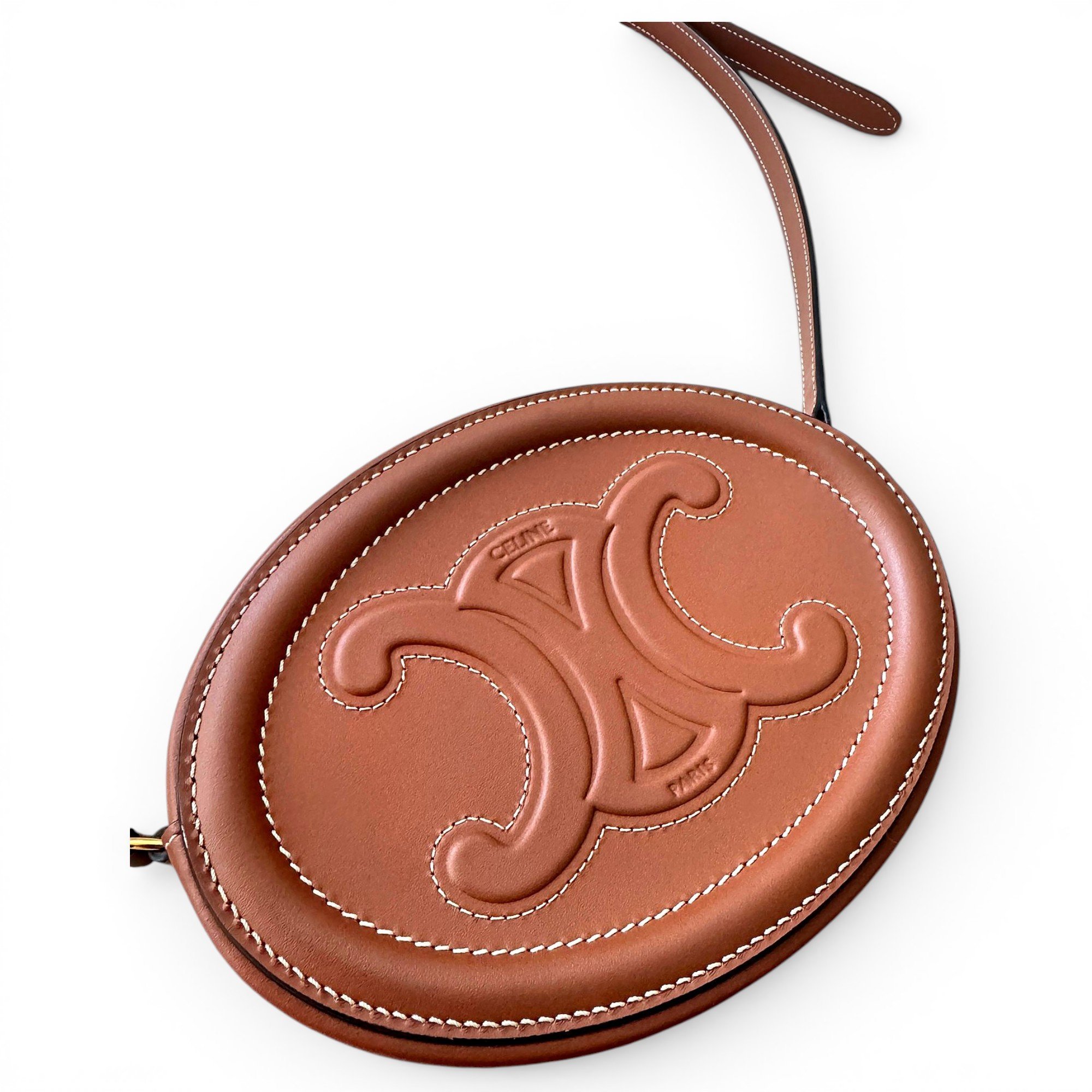 Tambour leather crossbody bag