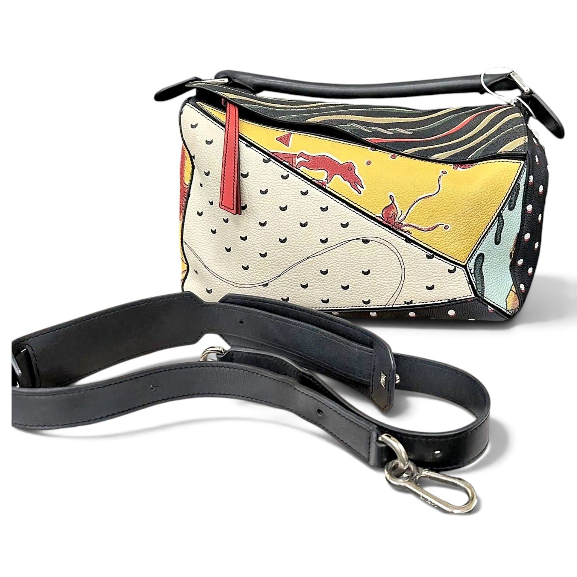 Puzzle leather handbag
