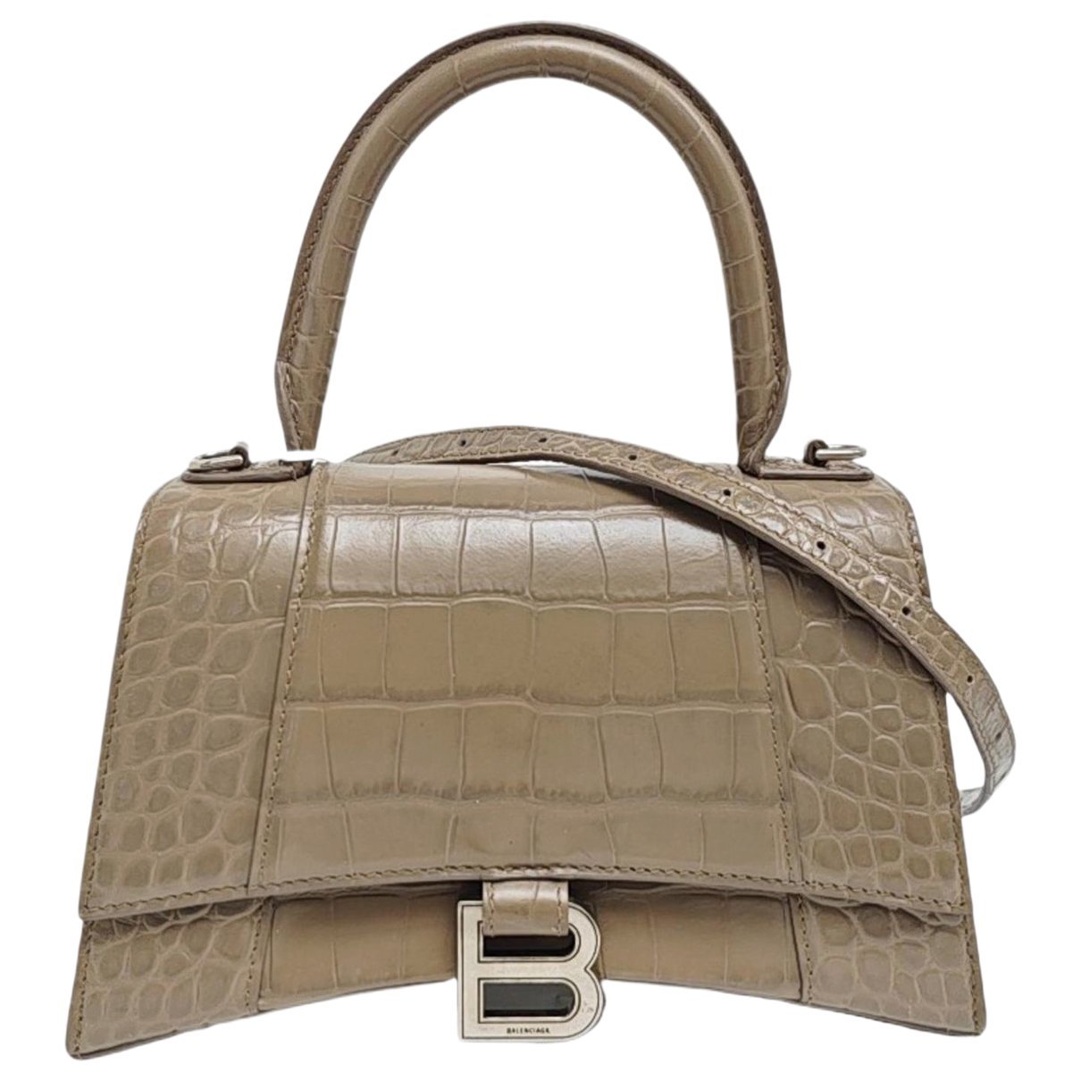 Hourglass leather handbag