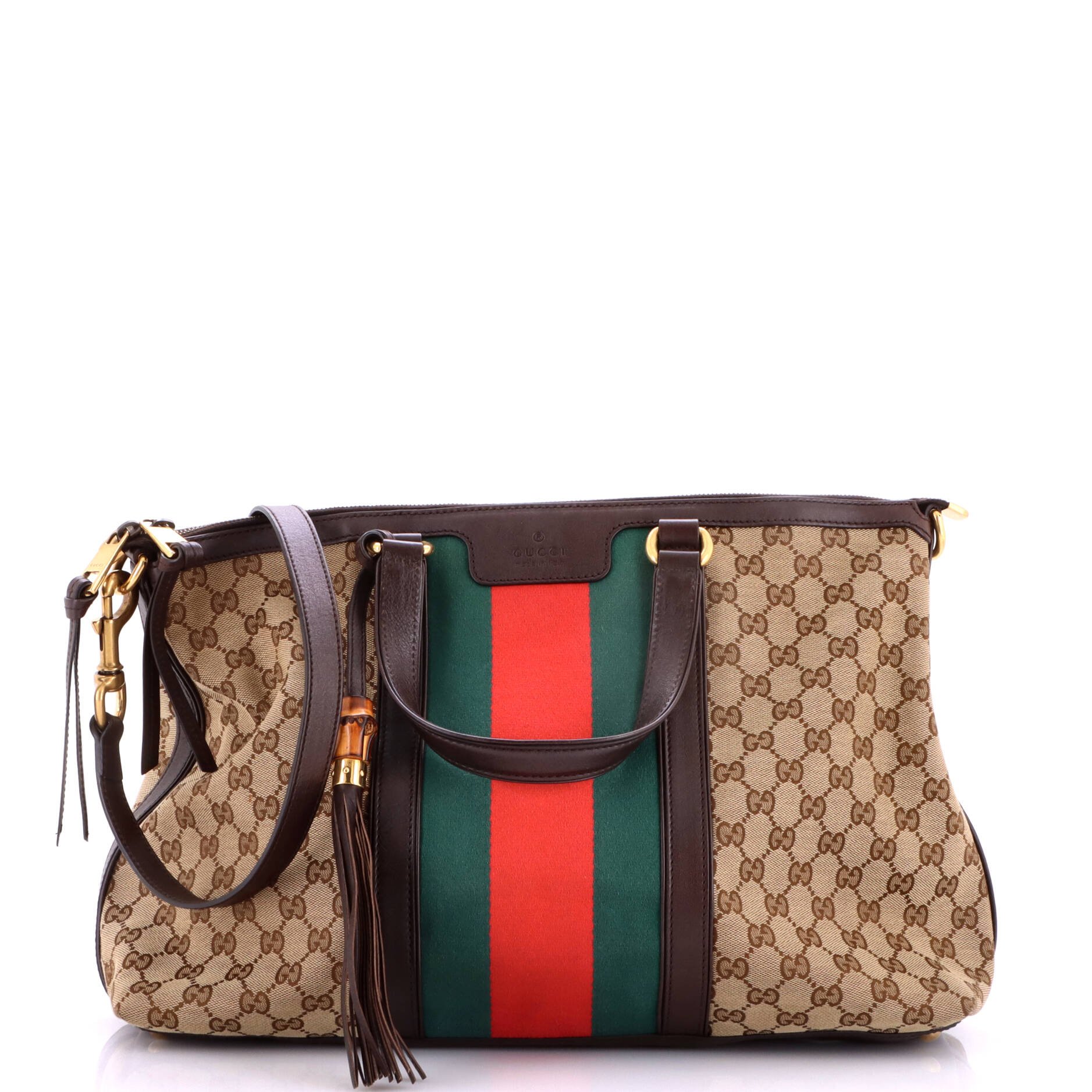 Rania Convertible Top Handle Bag Web GG Canvas Medium