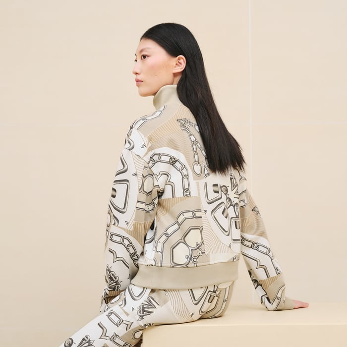 Beige Glaise "Effet Kaleidoscope" Zipped Jacket