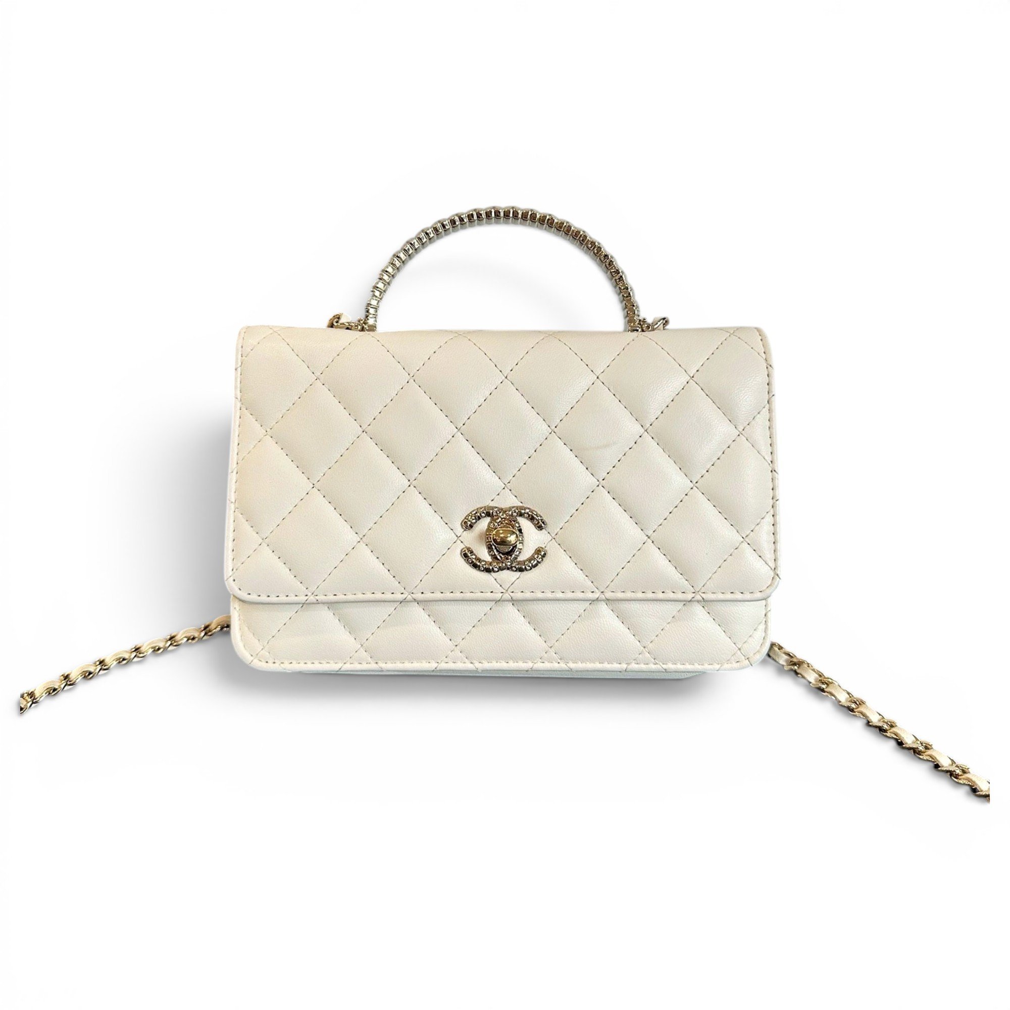 Trendy CC Top Handle leather handbag