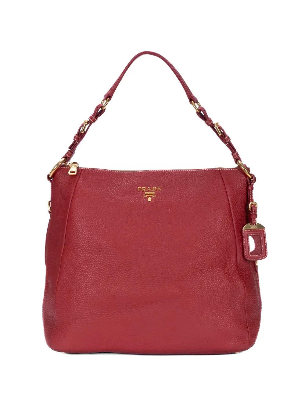 logo-plaque pebbled handbag