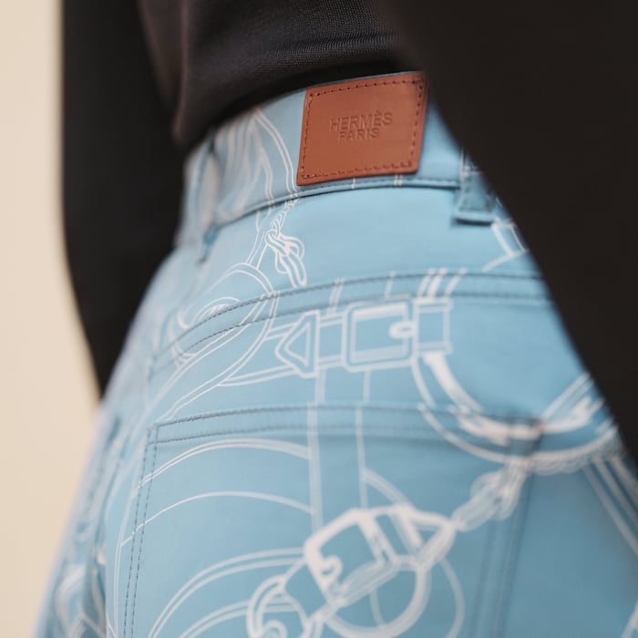Bleu Arctique "Eperon d'Or Finesse" 5 Pocket Straight Leg Pants