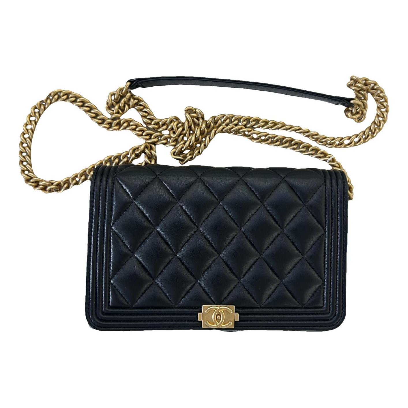 Wallet On Chain Boy Half Flap leather handbag
