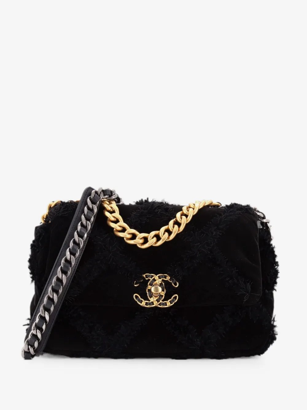 19 Flap Bag Quilted Velvet Medium shoulder bag
