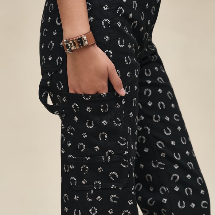 Noir "Porte-bonheur Bandana" Straight Leg Pants
