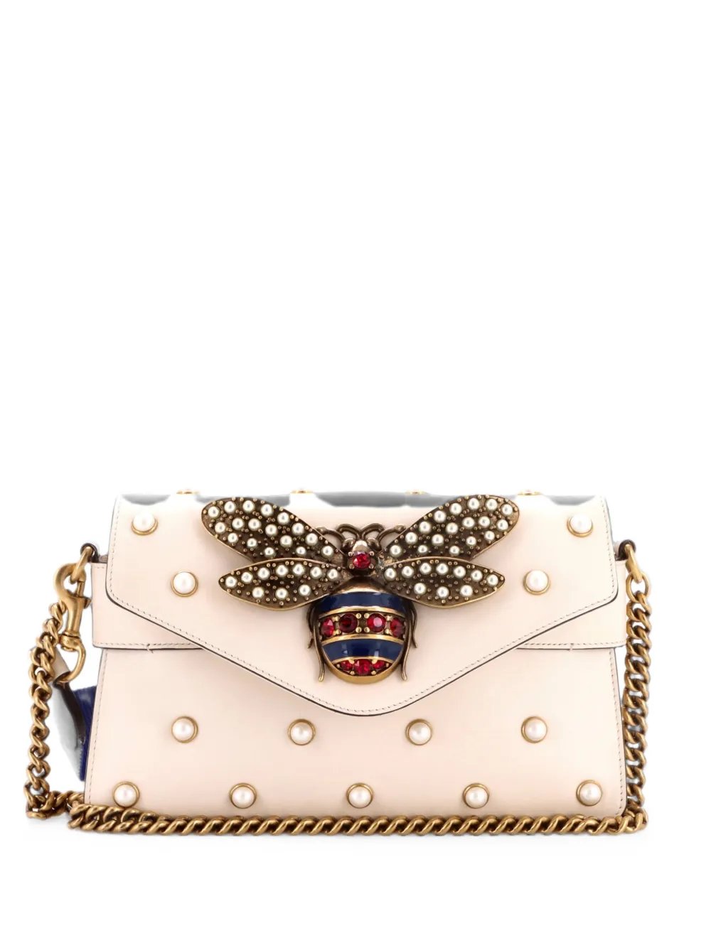 Broadway Pearly Bee Embellished Leather Mini shoulder bag