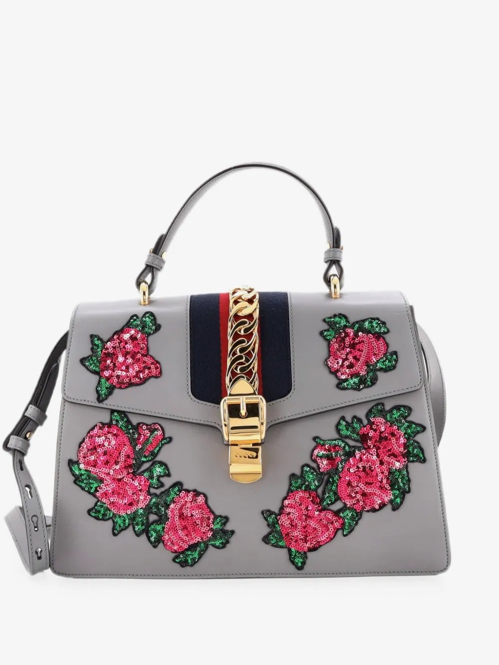 Sylvie Top Handle Bag Embroidered Leather Medium satchel