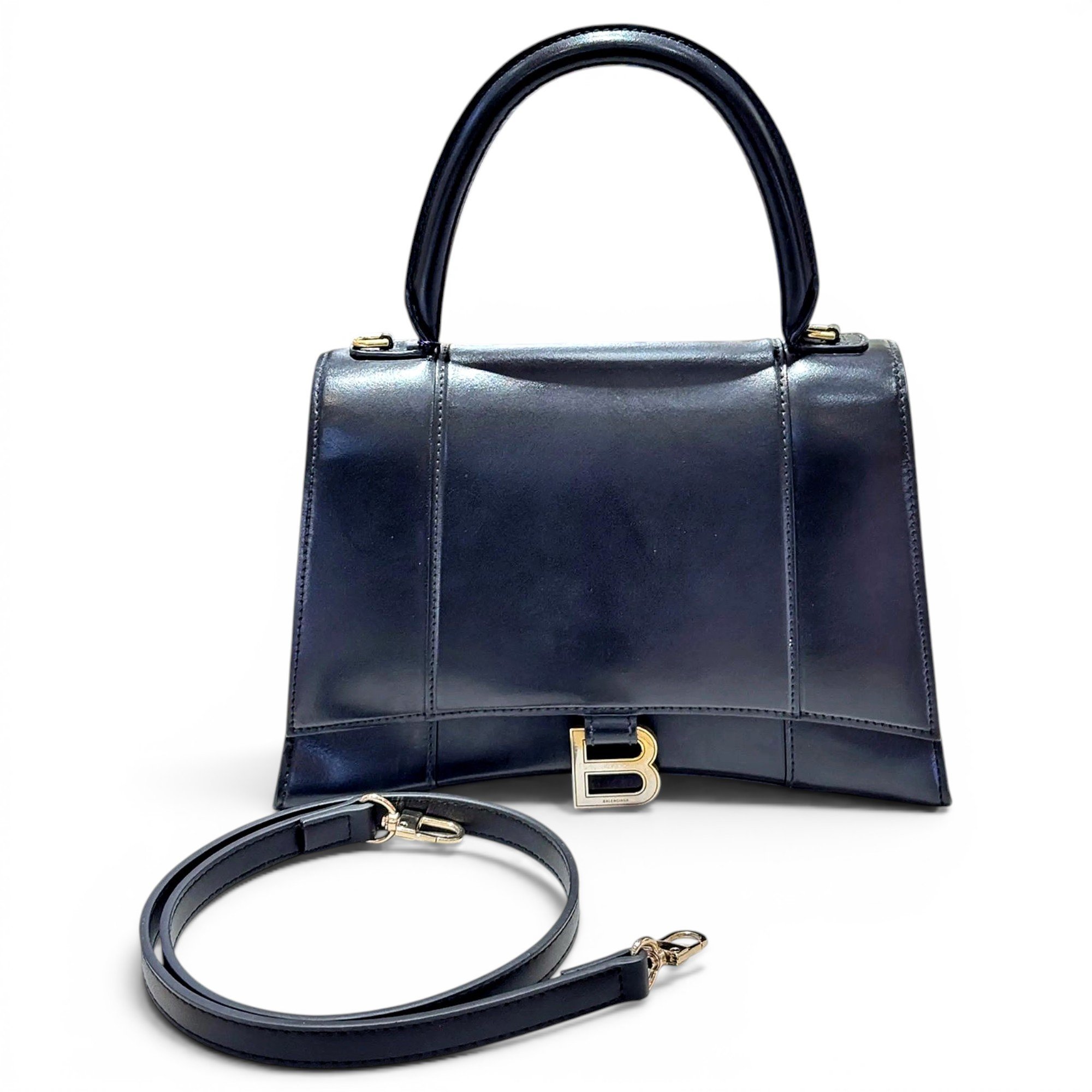 Hourglass leather handbag