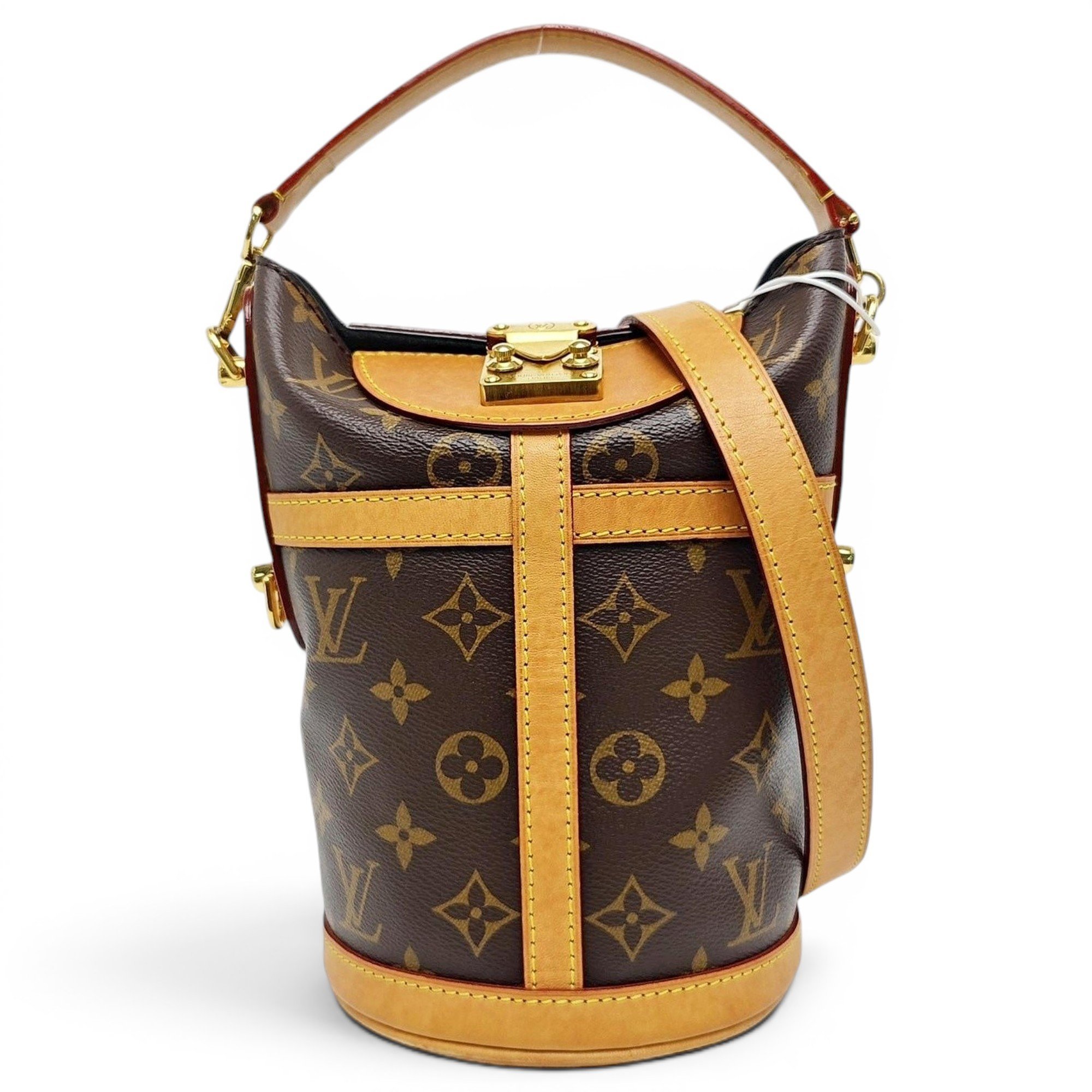 Duffle leather handbag