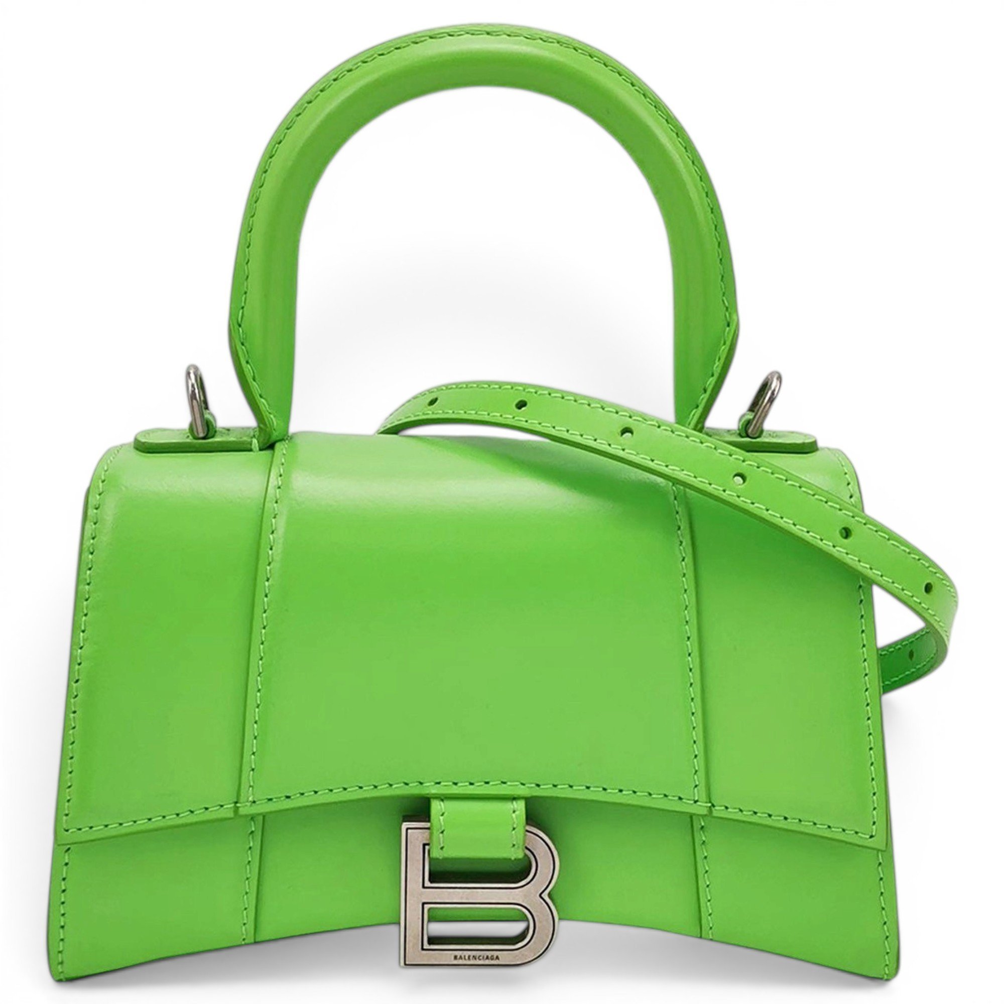Hourglass leather handbag