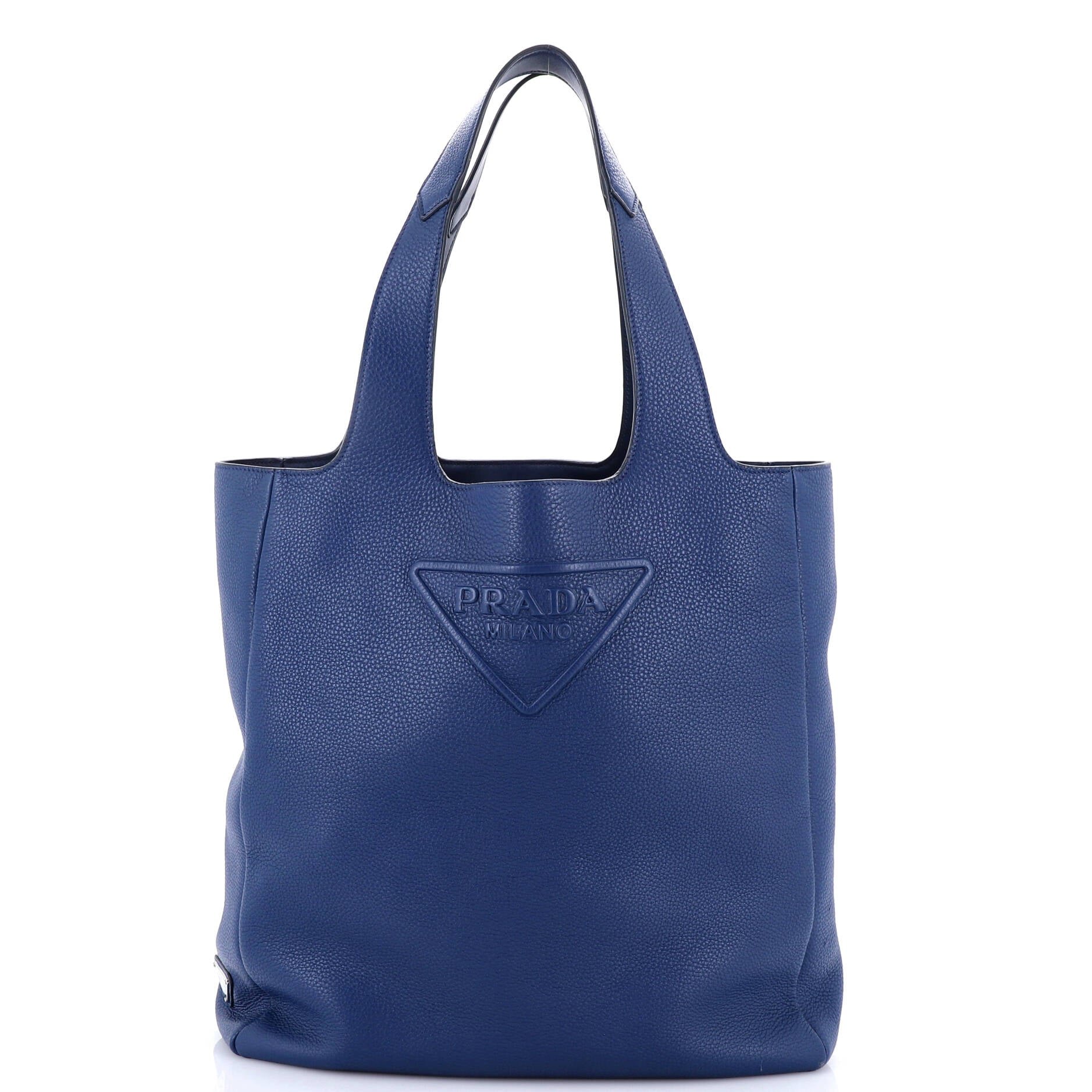 Triangle Logo Open Tote Leather Large