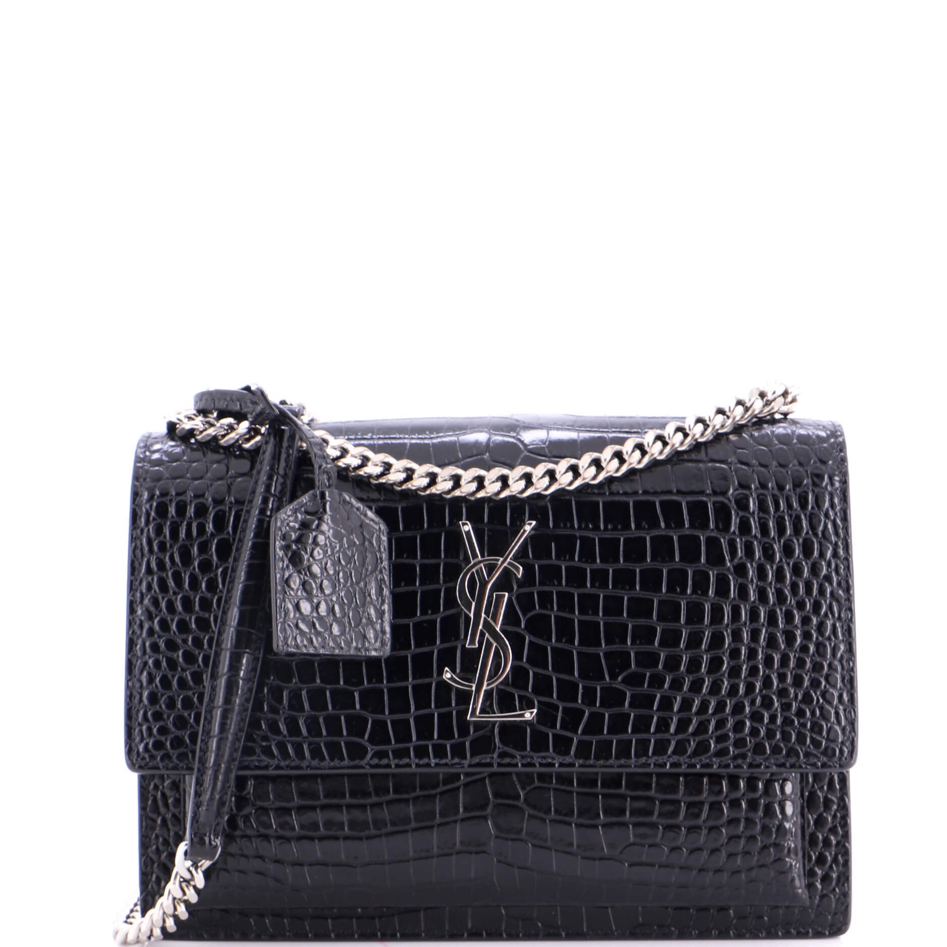Sunset Crossbody Bag Crocodile Embossed Leather Medium