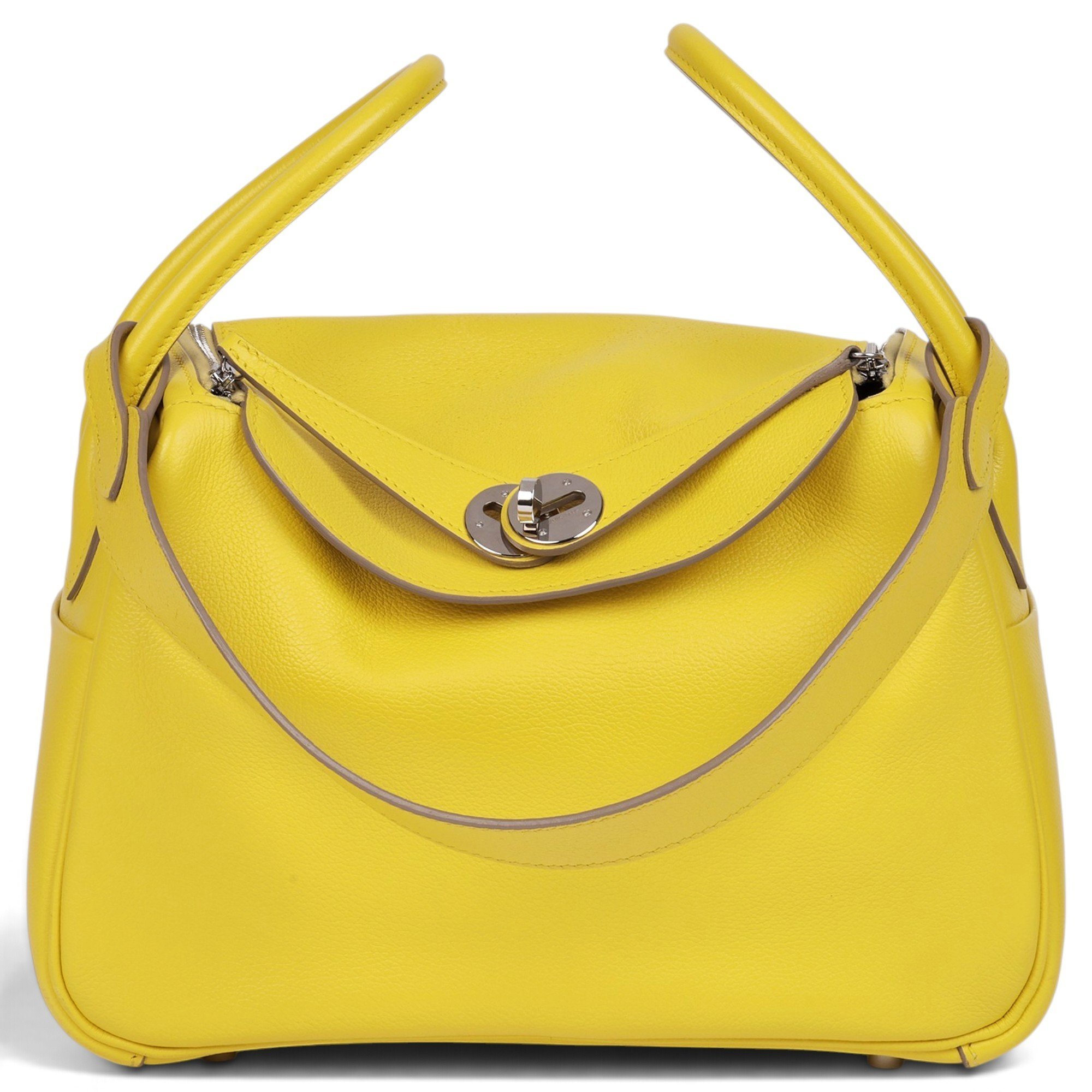 Hermes Lindy Handbag Lime Evercolor Leather 2019