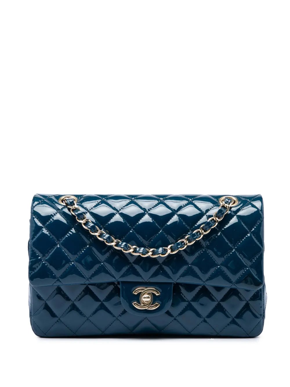 2018 Medium Classic Patent Double Flap shoulder bag