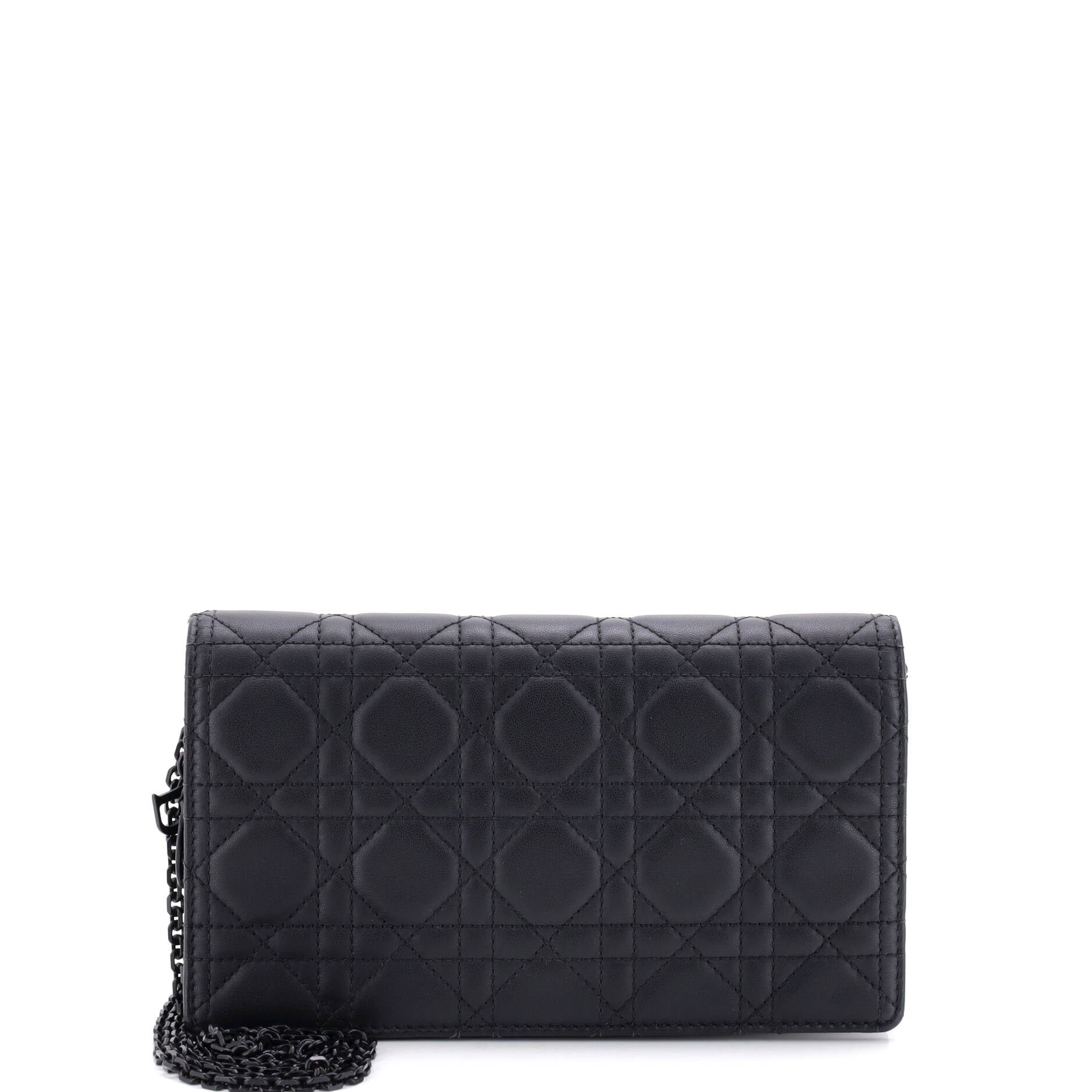 Ultra Matte Lady Dior Wallet on Chain Pouch Cannage Quilt Calfskin Long