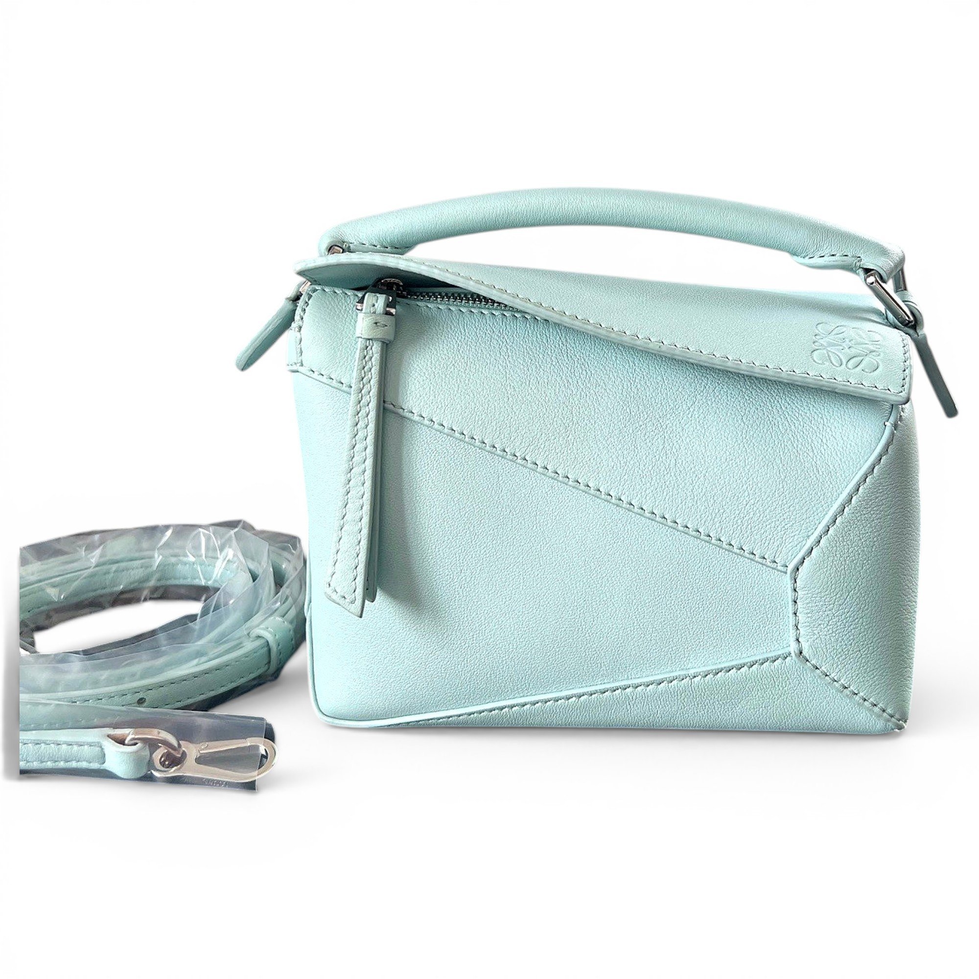 Puzzle leather handbag