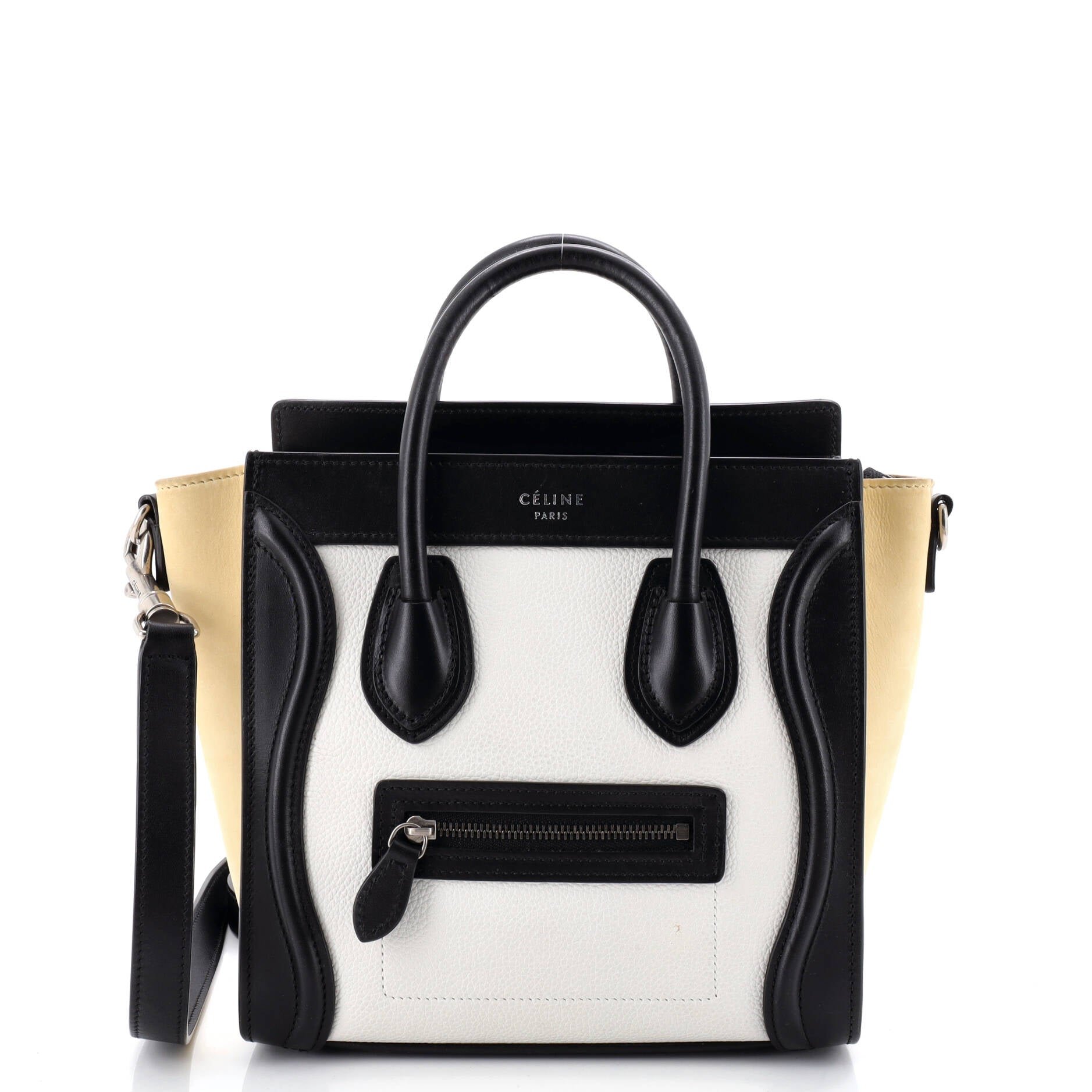 Tricolor Luggage Bag Leather Nano
