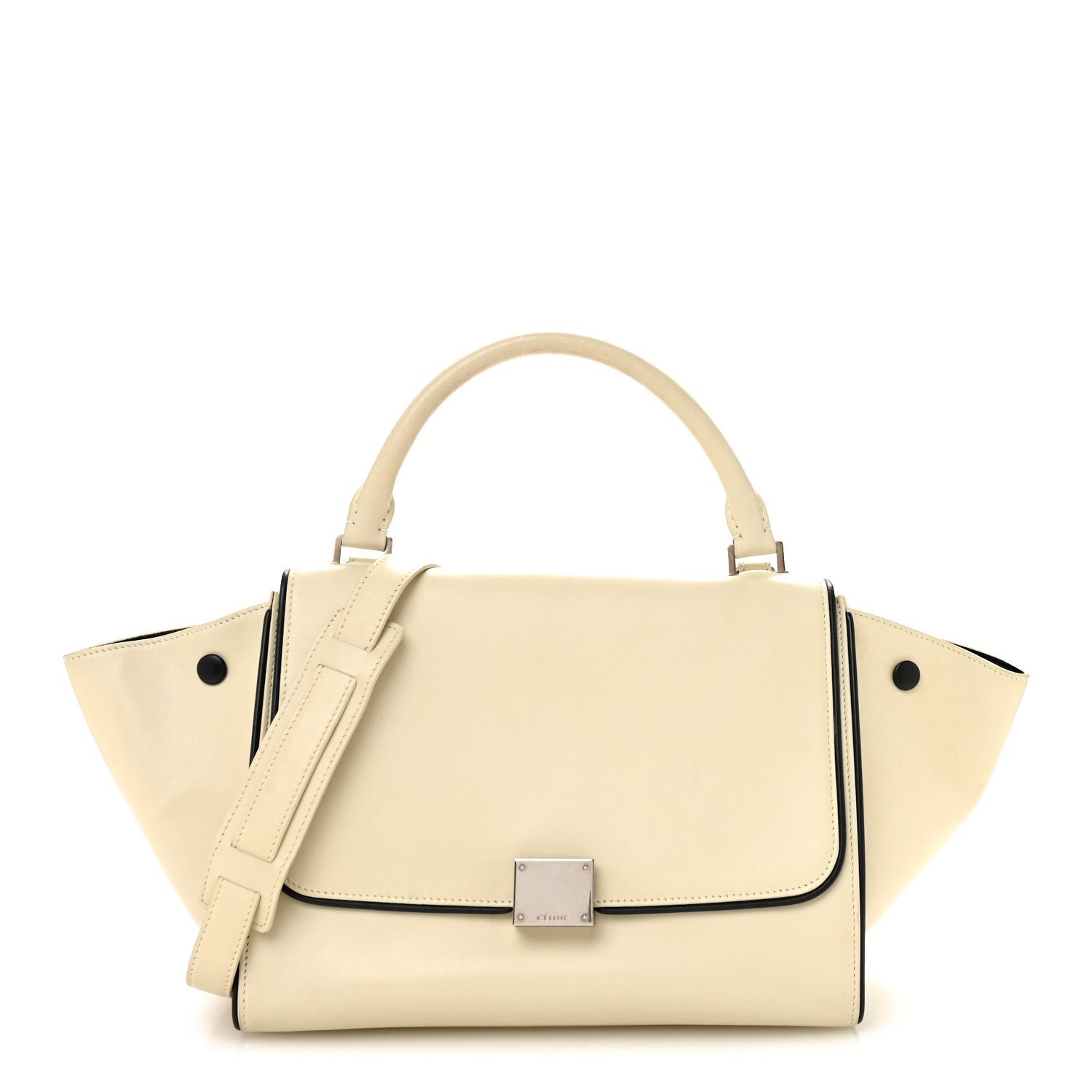 Celine Smooth Calfskin Small Trapeze White Black