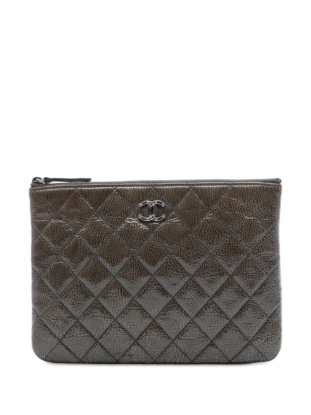 Chanel 2014 Small Quilted Crinkled Patent O Case clutch bag