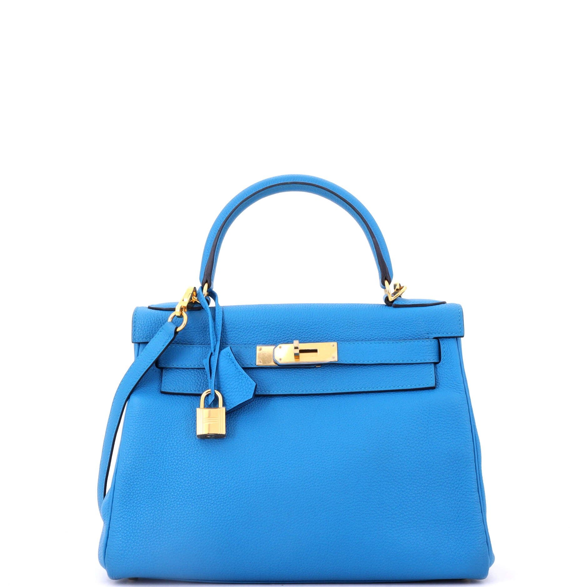 Hermes Kelly Handbag Bleu Zanzibar Togo with Gold Hardware 28