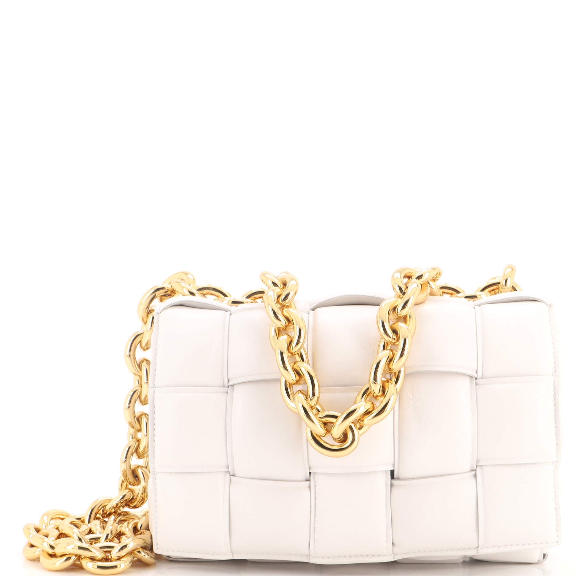 Cassette Chain Crossbody Bag Padded Maxi Intrecciato Leather