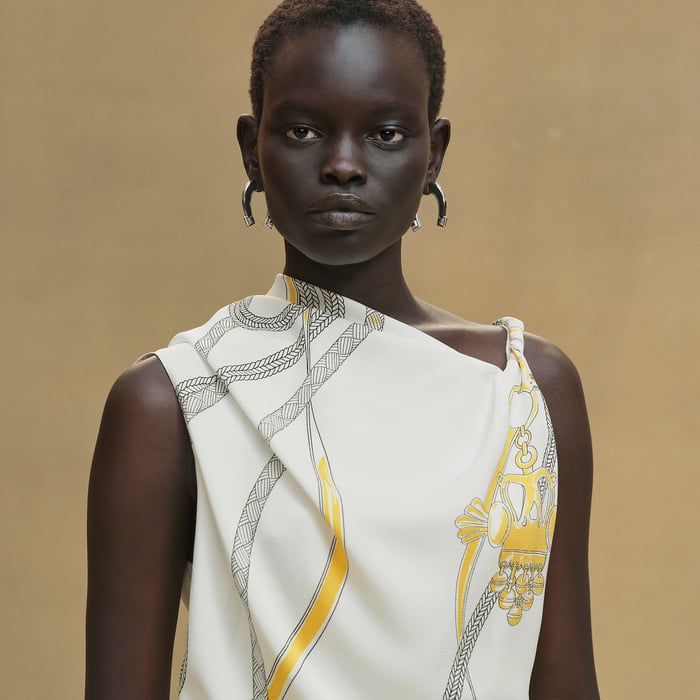 Blanc Nacre "Palefroi Remix" Draped Asymmetric Dress