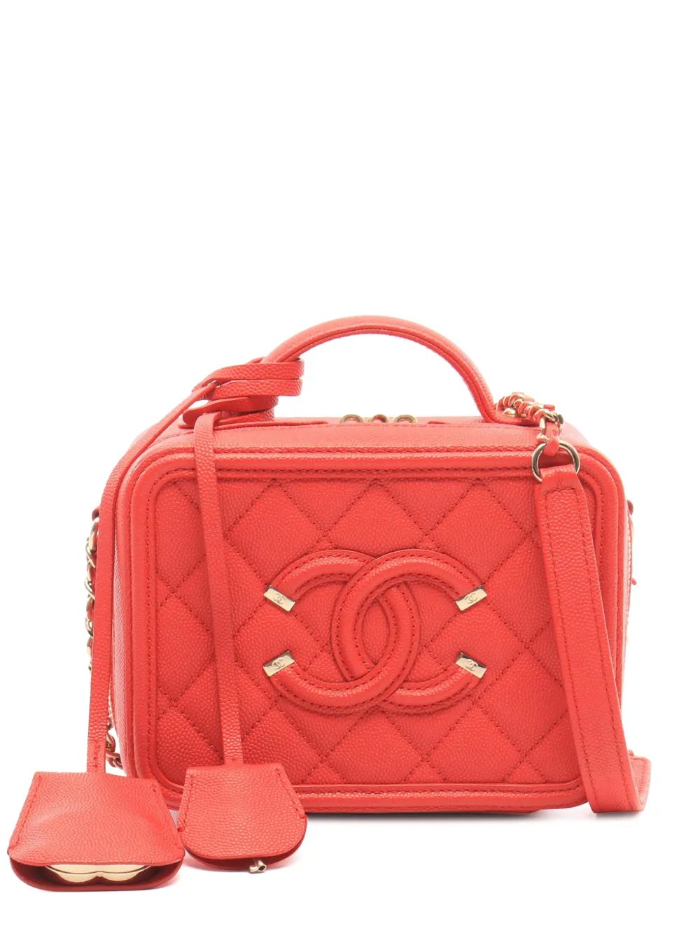 2019 Small Caviar Filigree Vanity Case satchel